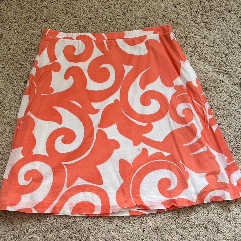 J. Crew Orange and White A-Line Skirt